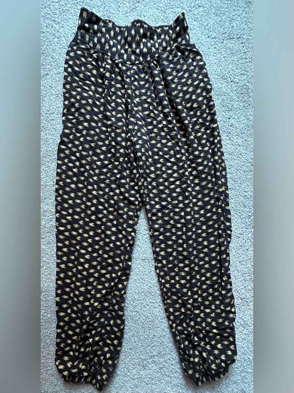 Urban Outfitters Black and Gold Ikat-Style Elastic Waist Pants